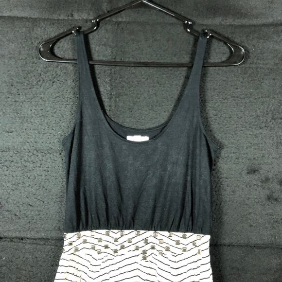 Silence + Noise Womens Dress Black White Geometric Sleeveless Bejeweled Small - Picture 2 of 12